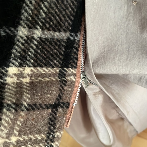 Vintage J&H Fashions Taupe Beige Full Length Trench Coat Wool Plaid Flannel - Picture 8 of 12